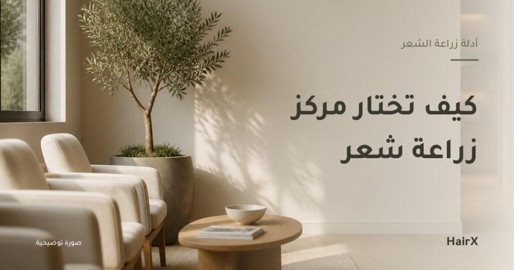 صورة توضيحية: صالة انتظار عيادة حديثة في ضوء النهار — كيف تختار مركز زراعة شعر